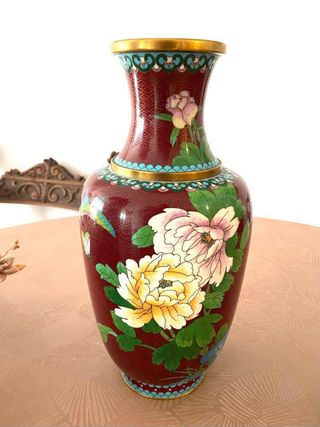 Jarrón de metal estilo cloisonné