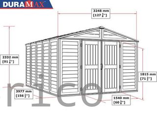 Caseta PVC Woodbridge Plus 405x324x233 cm - Duramax