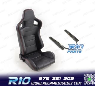 ASIENTO DEPORTIVO SEMI BAQUET ESTILO RS CARBONO NEGRO Y CORR