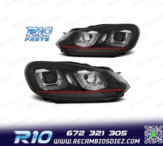 FAROS VOLKSWAGEN VW GOLF 6 08-13 LUZ DIURNA FONDO NEGRO ROJO