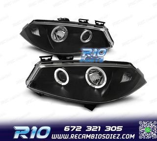 FAROS PARA RENAULT MEGANE 02-05 OJOS ANGEL FONDO NEGRO