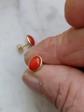 Orecchini Corallo Mediterraneo Argento 925