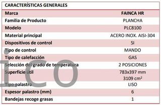 Plancha Gas Acero Laminado Serie 100 - PLC8100