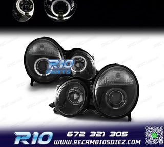 FAROS OJOS ANGEL LUPA MERCEDES CLASE E W210 99-02 FONDO NEGR