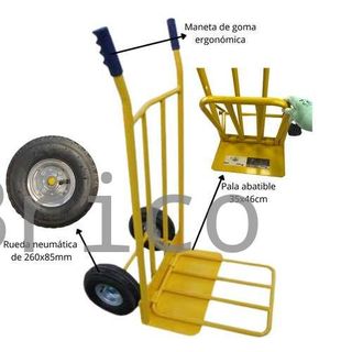 Carretilla Almacén Rueda Neumática Pala Abatible 300 Kg