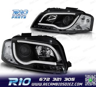 FAROS AUDI A3 8P 03-08 TRU DRL NEGROS