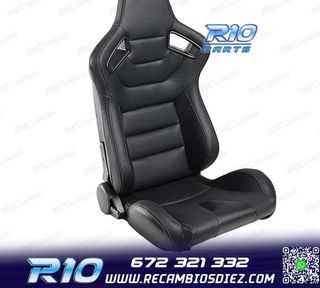 KIT ASIENTO DEPORTIVO SEMI BAQUET ESTILO RS CUERO NEGRO