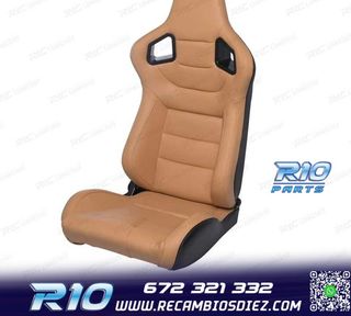 KIT ASIENTO DEPORTIVO SEMI BAQUET ESTILO RS CUERO BEIGE