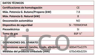 Plancha Gas Acero Laminado Serie 100 - PLC6100