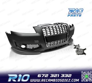 PARAGOLPES DELANTERO AUDI A3 8P 04-08 LOOK S3 + NIEBLAS