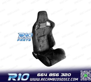 ASIENTO DEPORTIVO SEMI BAQUET ESTILO RS ALCÁNTARA NEGRA