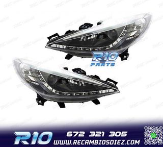 FAROS PEUGEOT 207 06-12 LUZ DIURNA LED NEGRO + MOTOR