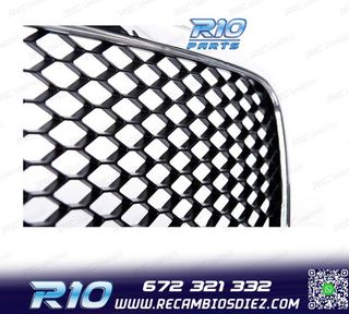 PARRILLA AUDI A4 B7 04-09 LOOK RS CROMO NEGRO