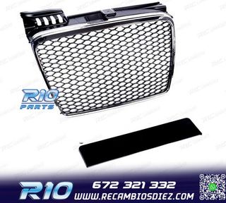PARRILLA AUDI A4 B7 04-09 LOOK RS CROMO NEGRO