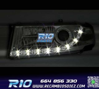 FAROS PARA SKODA OCTAVIA 01-04 LUZ DIURNA LED FONDO CROMO