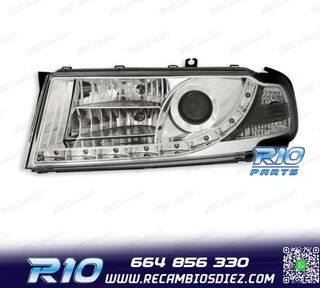 FAROS PARA SKODA OCTAVIA 01-04 LUZ DIURNA LED FONDO CROMO