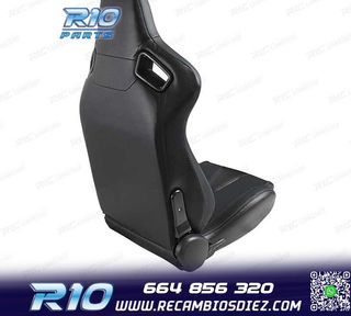 ASIENTO DEPORTIVO SEMI BAQUET ESTILO RS CUERO NEGRO