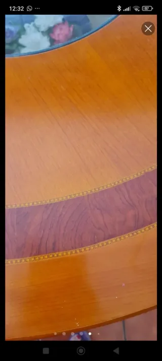 Mesa redonda madera y cristal 150cm