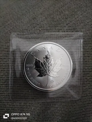 Moneda de Plata Canadiense Hoja de Arce