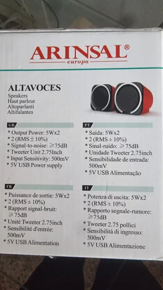 Altavoces Arinsal YHPG-002 Rojo y Negro