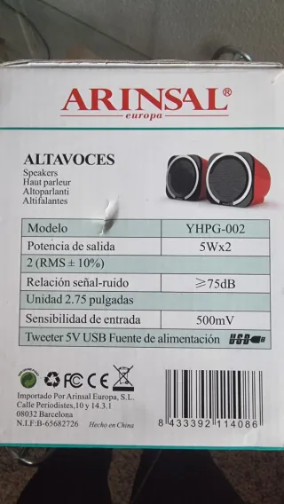 Altavoces Arinsal YHPG-002 Rojo y Negro
