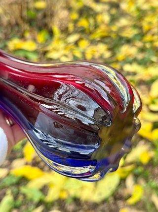 Vaso Murano vetro blu e rosso