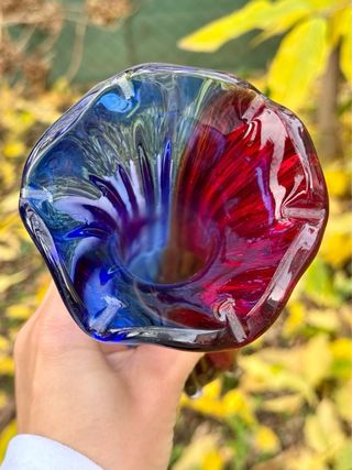 Vaso Murano vetro blu e rosso