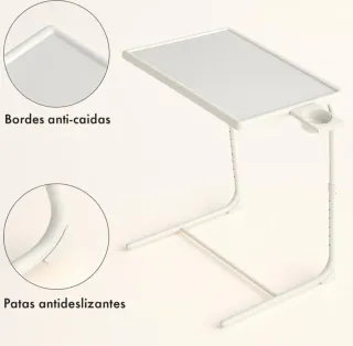 Mesa auxiliar blanca metal y plástico