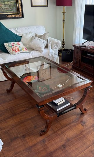 Mesa de centro madera y cristal