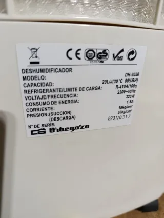 Deshumidificador Orbegozo DH 2050