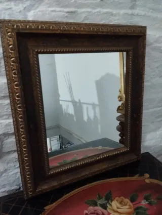 Espejo antiguo madera y cristal