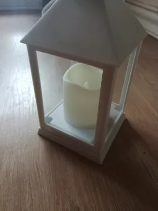 Farolillo blanco con vela LED