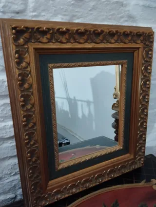 Espejo antiguo madera y cristal