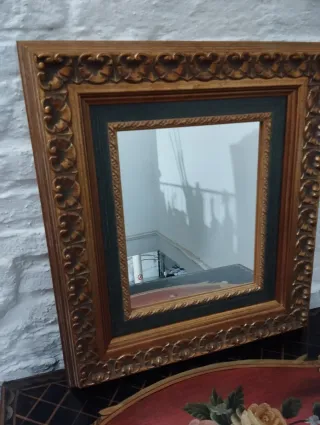 Espejo antiguo madera y cristal