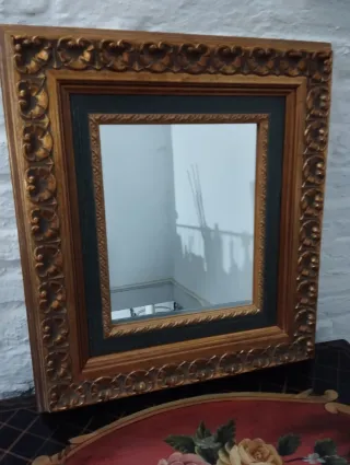 Espejo antiguo madera y cristal