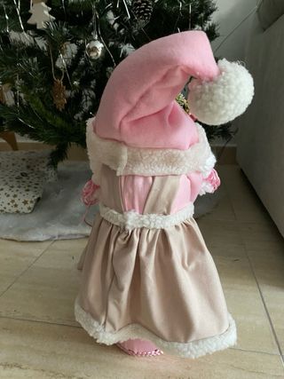 Muñeca Navidad Hecha a Mano Rosa y Beige