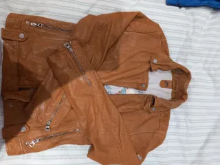 Cazadora Cuero Mujer Talla M Marrón