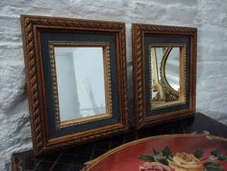 Pareja Espejos Antiguos Madera y Cristal