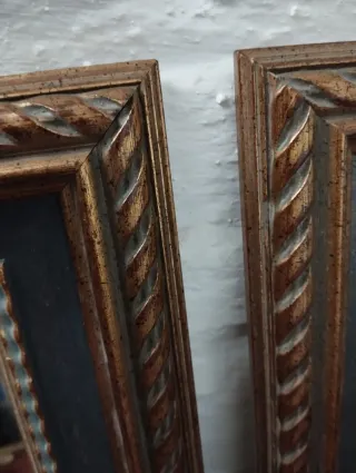 Pareja Espejos Antiguos Madera y Cristal