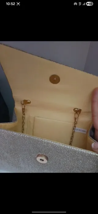 Bolso de fiesta beige con pedrería