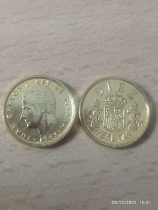 Moneda 10 Pesetas Baño Oro Juan Carlos I 1983