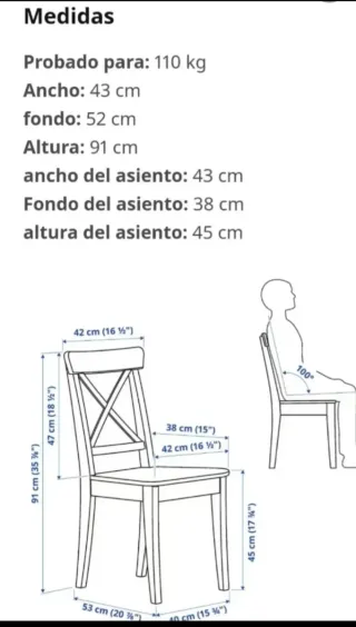 Silla de madera color rojo. 91x42x38