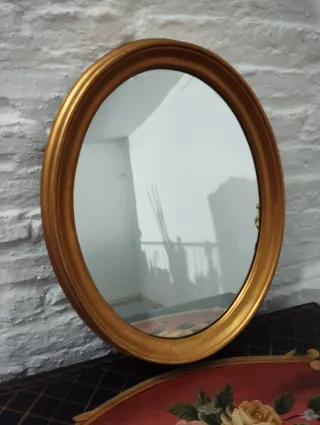 Espejo Ovalado Antiguo Dorado