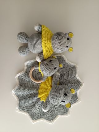 Peluche Hipopótamo Sonajero y Manta