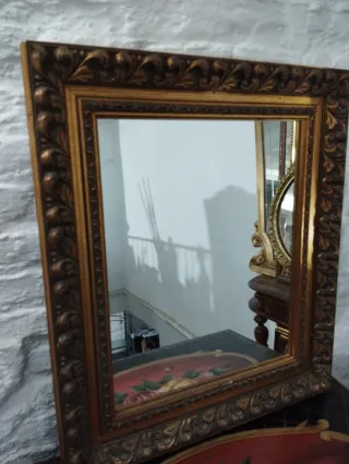 Espejo antiguo madera y cristal