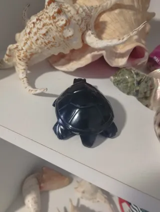 Tortuga vintage de cristal negro macizo