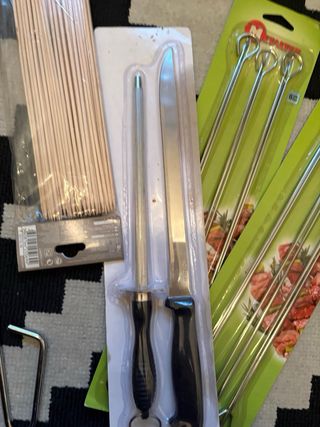 Conjunto Utensilios Barbacoa Madera y Metal