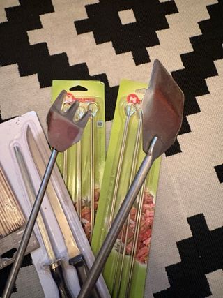 Conjunto Utensilios Barbacoa Madera y Metal