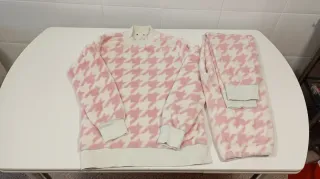Pijama polar mujer rosa y blanco