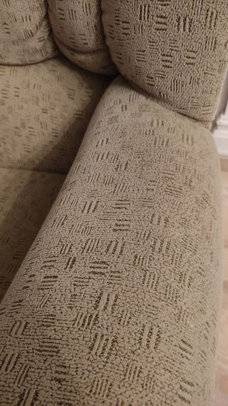 Sofá 3 plazas tela y madera